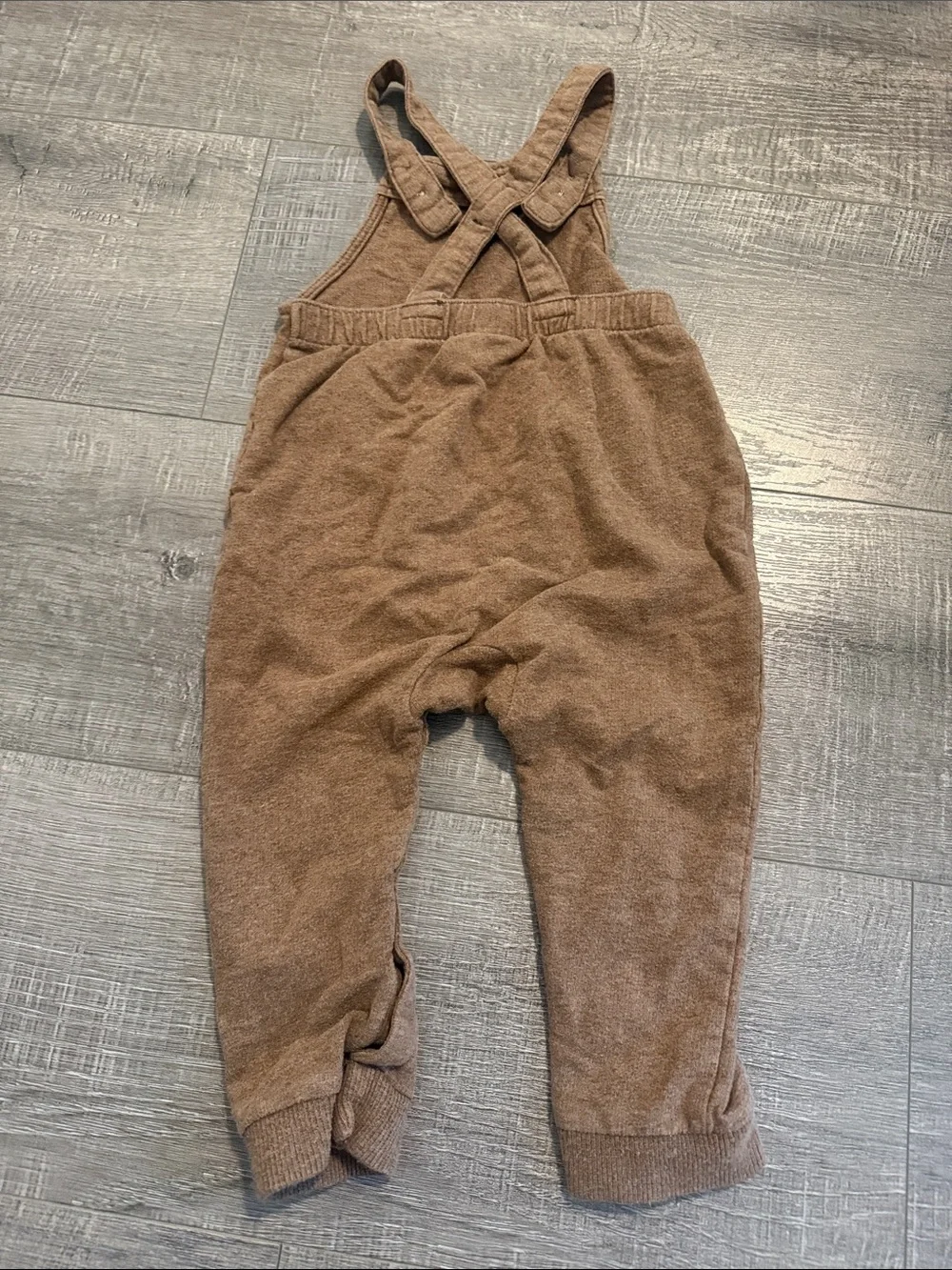 Carter's Brown Terry Baby Overalls with Bear Pocket Face